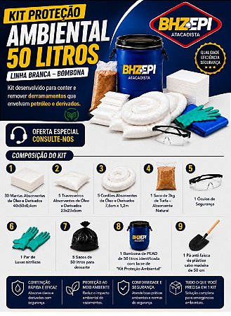 KIT DE SEGURANÇA AMBIENTAL BOMBONA DE 50 LITROS