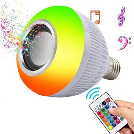Lampada bluetooth de led caixa de som com controle remoto 12W