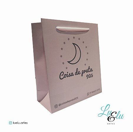 Sacola de Papel Personalizadas Colorido Alças Cordão de Nylon tamanho 14X16X06cm kit com 10 unidades