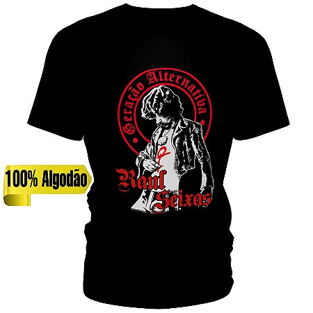 Camiseta blusa preta personalizada bandas Raul Seixas