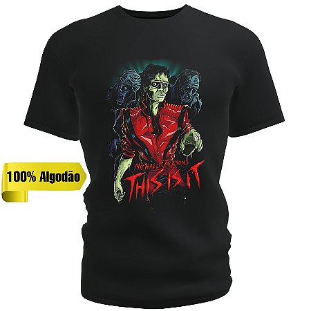 Camiseta blusa preta personalizada bandas Michael Jackson this is it