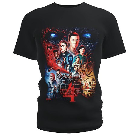 Camiseta blusa preta Infantil Stranger things