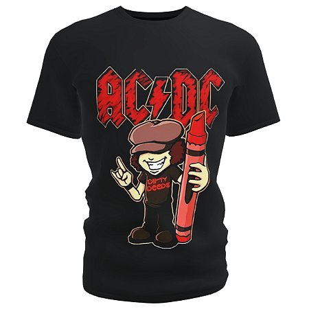 Camiseta blusa preta Infantil bandas ACDC Kids