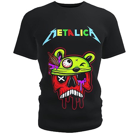 Camiseta blusa preta Infantil bandas metalica Kids