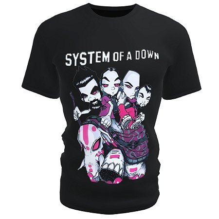 Camiseta blusa preta Infantil bandas system of a down Kids