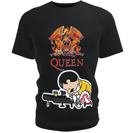 Camiseta blusa preta Infantil bandas queen Kids