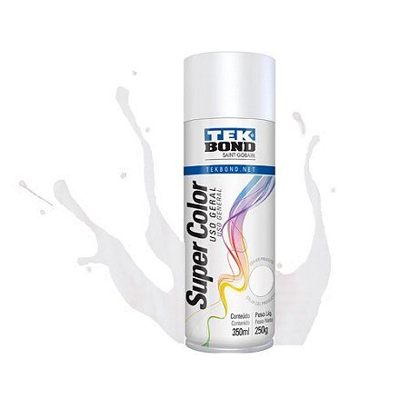 Tinta spray branco brilhante uso geral 350ml tekbond