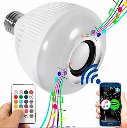 Lampada Musical Caixa Som Bluetooth Led Rgb Com Controle