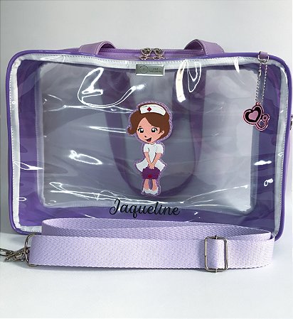 Bolsa Transparente G - Enfermeira Lilás