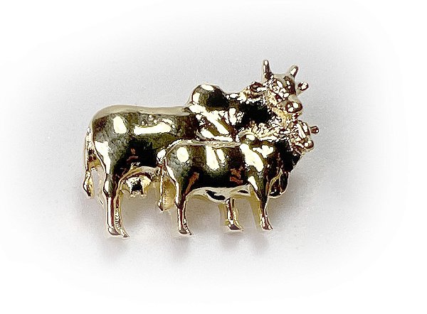 Broche Vaca e Bezerro Dourado