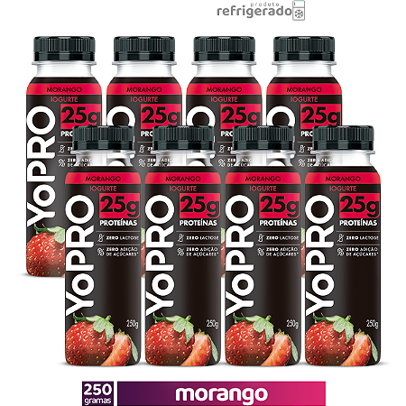 Kit 8 YoPRO Líquido 250g 25g Proteínas Morango
