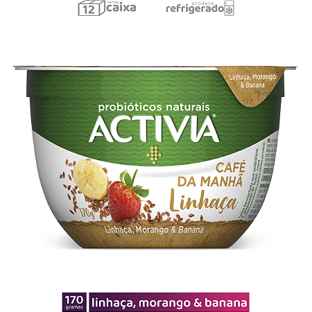 12 Activia Café da Manhã 170g Linhaça, Morango & Banana (CAIXA)