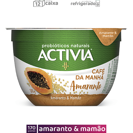 12 Activia Café da Manhã 170g Amaranto & Mamão (CAIXA)
