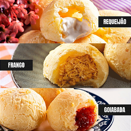 Pão de Queijo Recheado Congelado - IOLBOX 3Kg