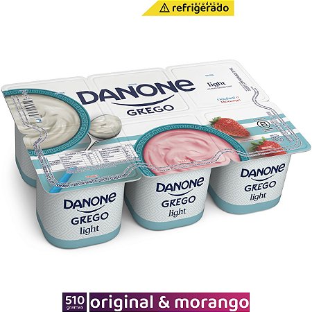 Danone Grego Light 510g X6 Original & Morango