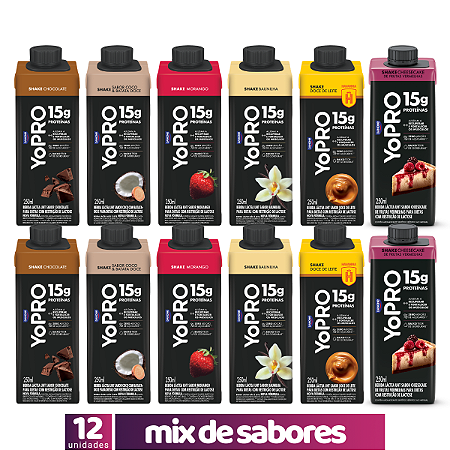 12 YoPRO Shake UHT 250ml 15g Proteínas
