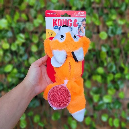 KONG FOX  COZIE POCKETZ - MÉDIO - BRINQUEDO DE PELÚCIA COM BOLA