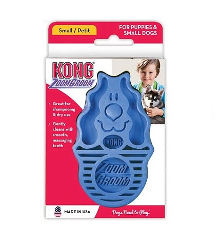 ESCOVA DE BORRACHA KONG ZOOMGROOM ROSA PARA CACHORRO G