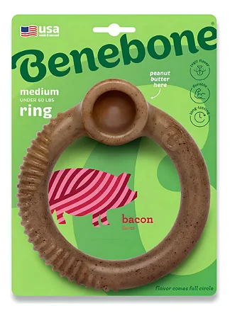 Mordedor resistente de Nylon Benebone Bacon Ring Medio