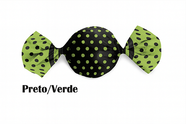 100 Embalagem Para Trufa Poá Preto/Verde 14,5X15,5