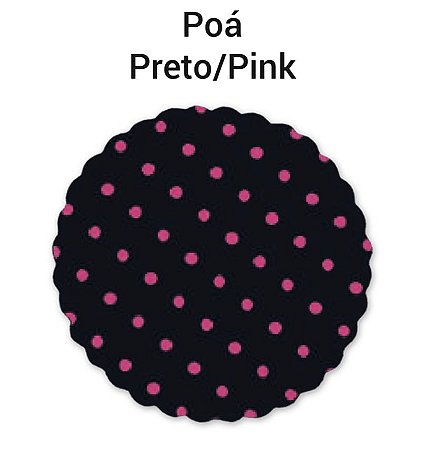 100 Tapetinhos P/ Doces G 9 Cm Poá Preto/Pink ( Aia )