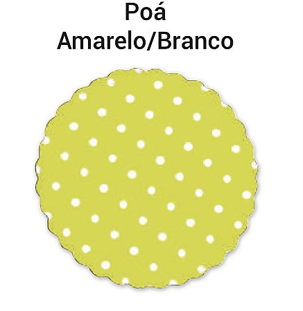 100 Tapetinhos P/ Doces G 9 Cm Poá Amarelo/Branco ( Aia )