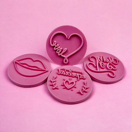 Kit Carimbos Paixão - Grande 5 Cm - Cor Rosa (Blue Star)