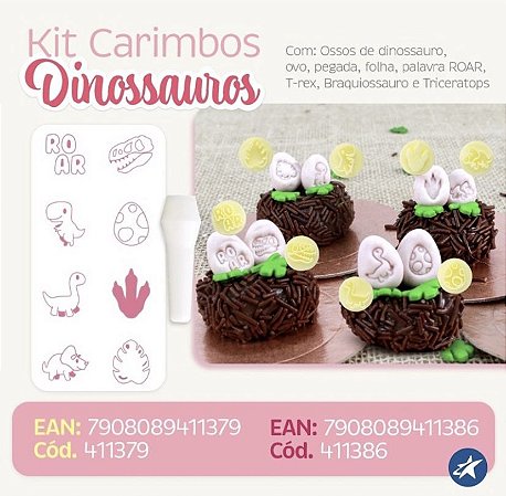 Kit Carimbos Dinossauros - 9 Peças - Cor Rosa (Blue Star)