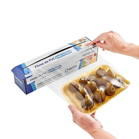 Filme Pvc Com Trilho Serrilha  -  38 Cm  X 300 Metros  (Tec Film)