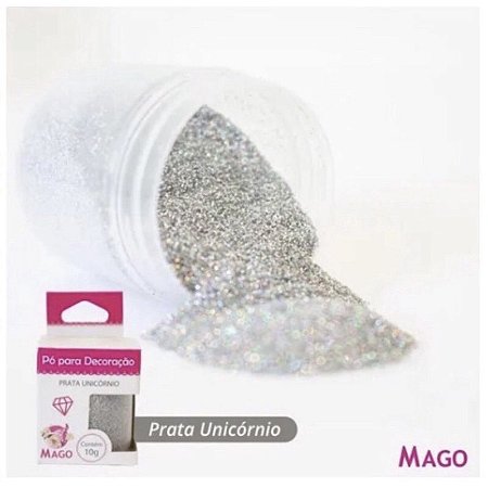 Pó Para Decoração 10G Prata Unicórnio Mago