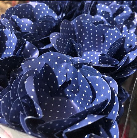 40 Forminhas Para Doces Finos Style azul marinho Poá