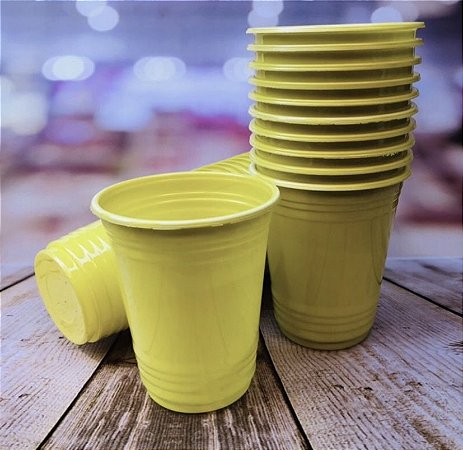 25 COPO AMERICANO 400 ML REFORÇADO AMARELO BIODEGRADÁVEL (TRIKTRIK)