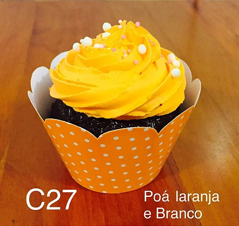 12 SAIA PARA CUPCAKE POÁ LARANJA/BRANCO 12.27 (NC TOYS CUPCAKE)
