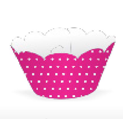 12 SAIA PARA CUPCAKE POÁ PINK/BRANCO  12.25  ( NC TOYS CUPCAKE )