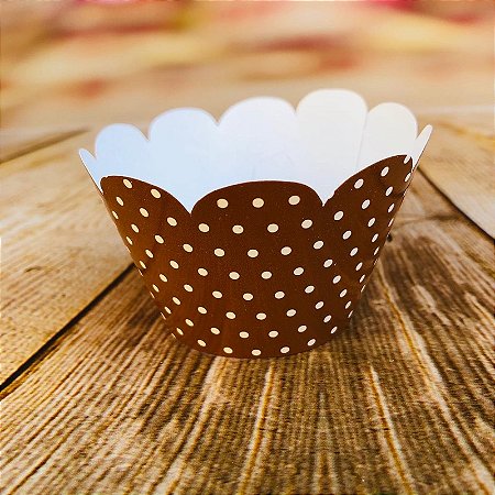 12 SAIA PARA CUPCAKE POÁ MARROM/BRANCO 12.24 (NC TOYS CUPCAKE)