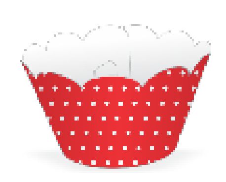 12 SAIA PARA MINI CUPCAKE POÁ VERMELHO/BRANCO  20.8  ( NC TOYS MINI CUPCAKE )