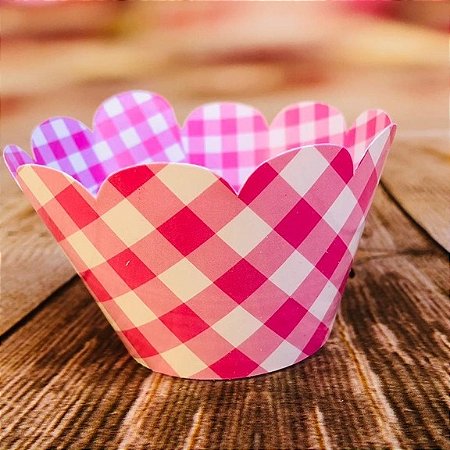 12 SAIA PARA CUPCAKE XADREZ ROSA/BRANCO (LADO 1,2) 28.1 (NC TOYS CUPCAKE)