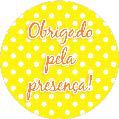 16 Adesivo Etiqueta Para Festa Obrigado Pela Presença Poá Amarelo 5Cm 53.21 ( Nc Toys Etiqueta)