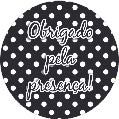 16 Adesivo Etiqueta Para Festa Obrigado Pela Presença Poá Preto 5Cm 53.20 ( Nc Toys Etiqueta)