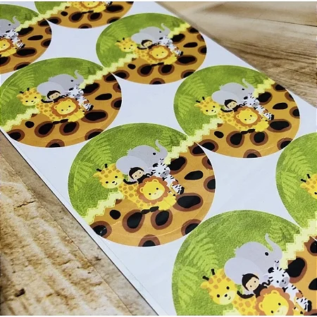 16 Adesivo Etiqueta Para Festa Safari 5Cm 53.3 ( Nc Toys Etiqueta)