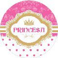16 Adesivo Etiqueta Para Festa Princesa  Rosa 5Cm 53.1 ( Nc Toys Etiqueta )