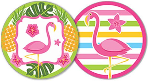 16 Adesivo Etiqueta Para Festa Flamingo 5Cm 67.5( Nc Toys Etiqueta)
