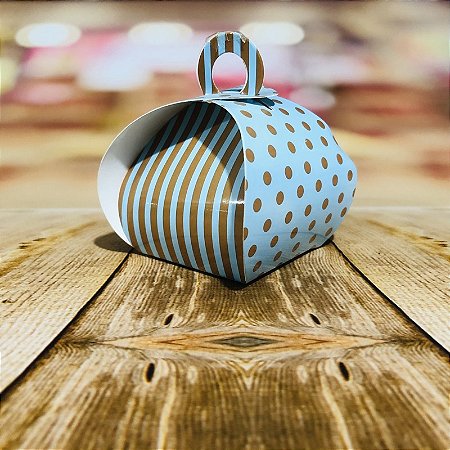 12 Maletinha Poá E Listras Azul/Marrom Bem Casado Lembrancinha P/Festa 13.15 (Nc Toys Bem Casado)