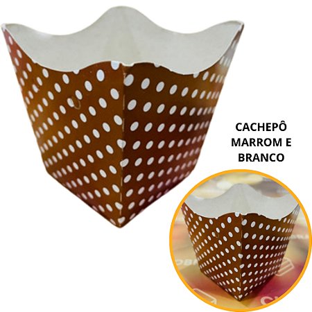 10 Cachepo Festa Poá Marrom/Branco 9X9X7 cm Vaso Decoração 2.29 (Nc Toys Cachepo)