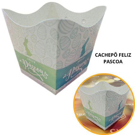 10 Cachepo Festa Feliz Páscoa 9X9X7Cm Vaso Decoração 105.9 (Nc Toys Cachepo)