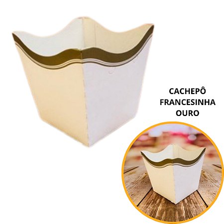 10 Cachepo Festa Francesinha Ouro 9X9X7 cm Vaso Decoração 2.60 (Nc Toys Cachepo)