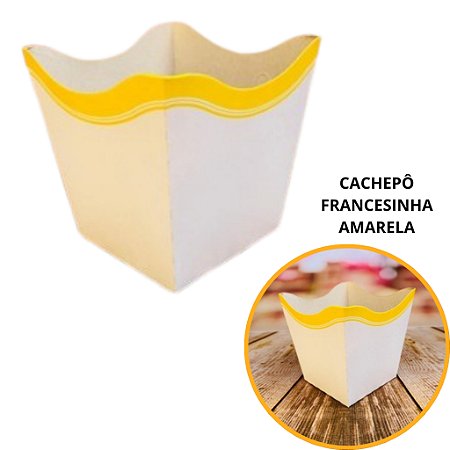 10 Cachepo Festa Francesinha Amarela 9X9X7 cm Vaso Decoração 2.51 (Nc Toys Cachepo)