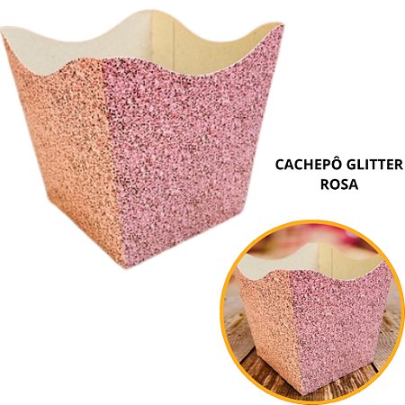 10 Cachepo Festa Imitação Glitter Rosa 9X9X7 cm Vaso Decoração 2.66 (Nc Toys Cachepo)