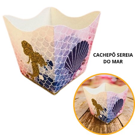 10 Cachepo Festa Sereia 9X9X7 cm Vaso Decoração 72.1 (Nc Toys Cachepo)