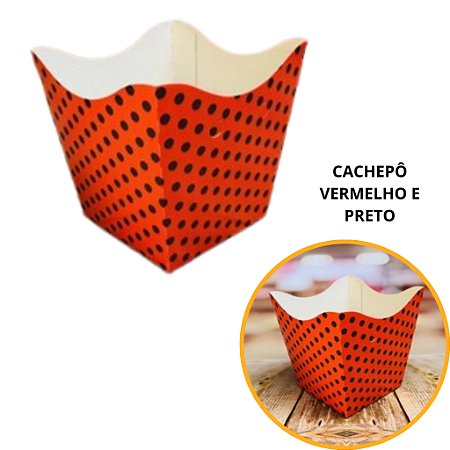 10 Cachepo Festa Poá Vermelho/Preto 9X9X7 cm vaso Decoração 2.46 (Nc Toys Cachepo)